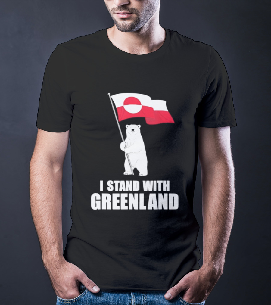 I Stand With Greenland Flag Bear Polar Pride Kalaallit Greenlanders T-Shirt