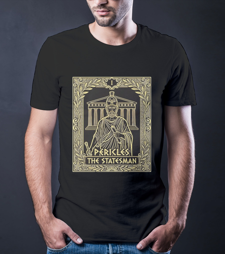 Pericles The Statesman Tarot Card Ancient Greece Roman Helmet Greek Columns T-Shirt