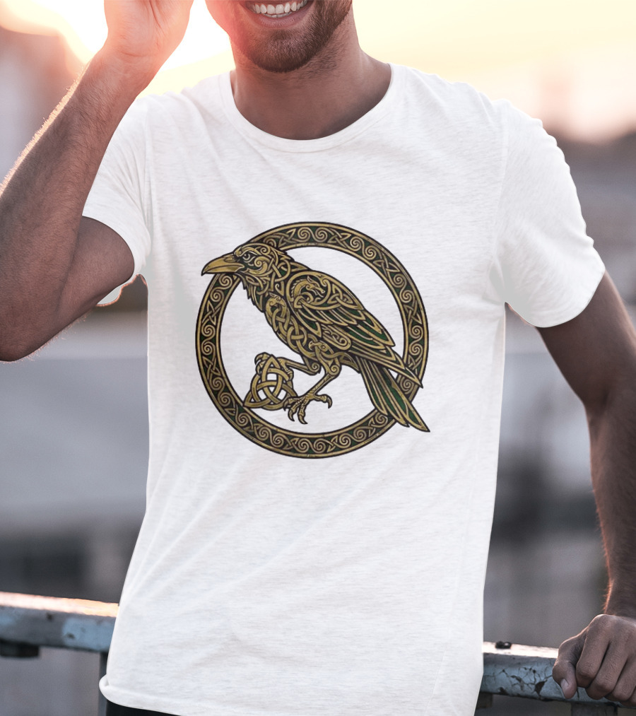 Celtic Raven Knot Northern Mythology Symbol With Intricate Viking T-Shirt