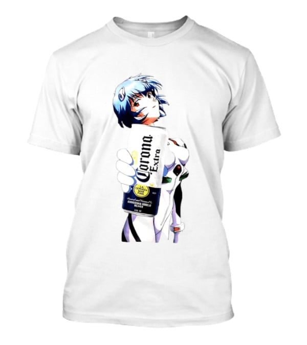 Evangelion Rei Ayanami Holding Corona Extra Beer Can Image T-Shirt