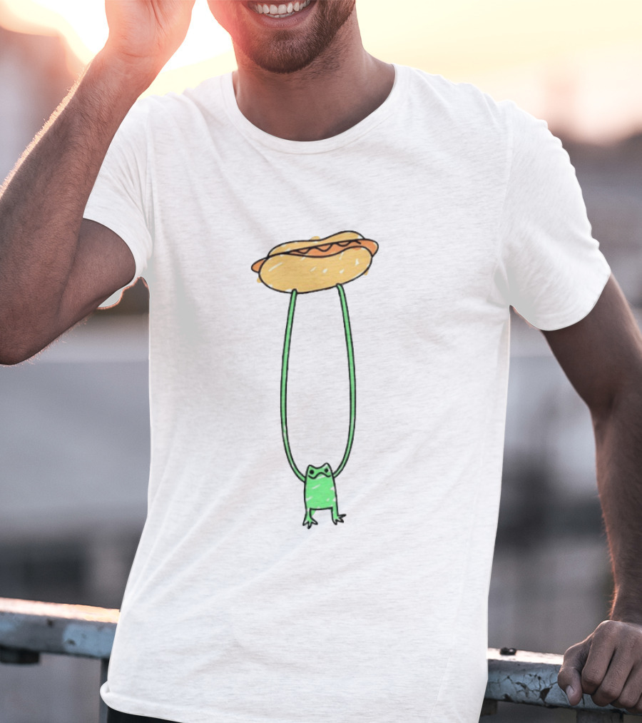Hot Dog Frog Long Legged Humor Quirky T-Shirt