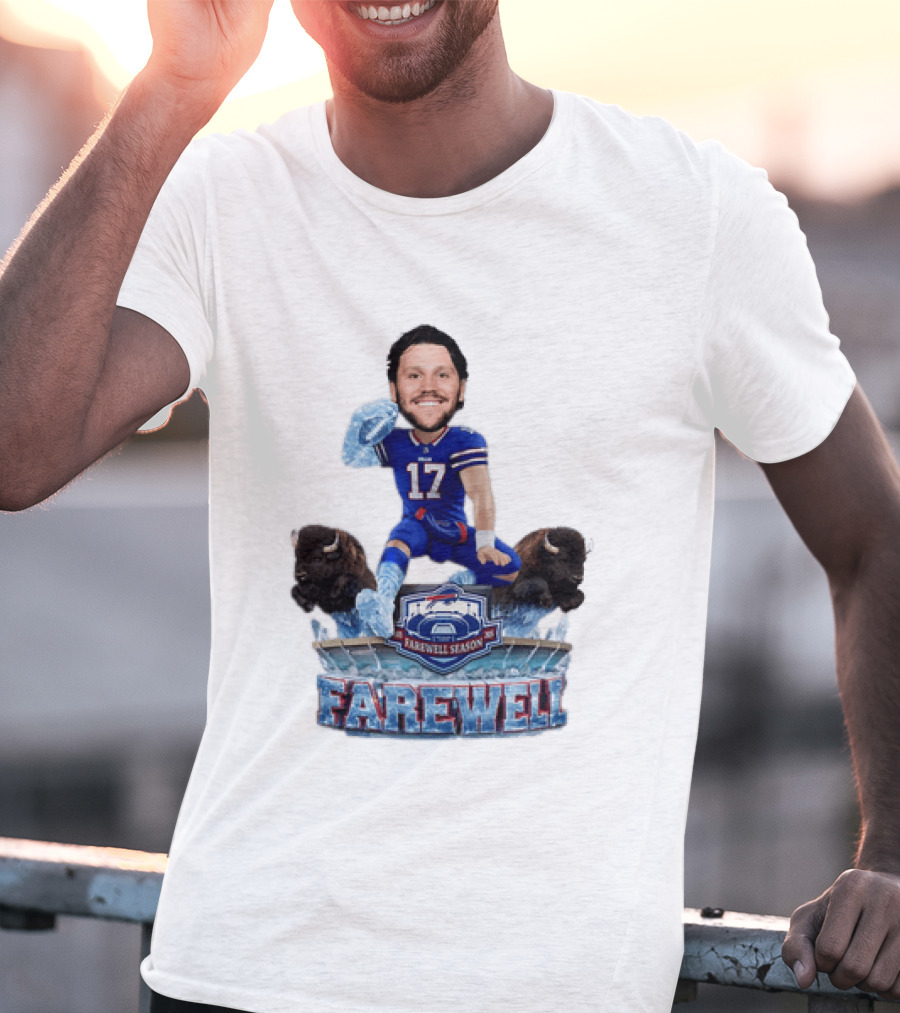 Buffalo Bills Josh Allen Hurdle Farewell Season Highmark Stadium Caricature T-Shirt