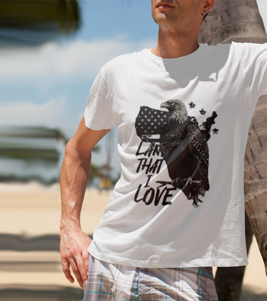 Land That I Love Eagle With American Flag And Stars T-Shirt