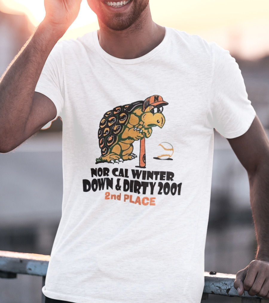 Nor Cal Winter Down And Dirty 2001 2nd Place Turtle Bat And Ball T-Shirt