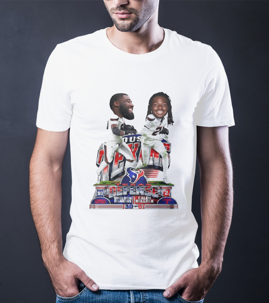 Houston Texans Defense Sheldon Rankins Calen Bullock Wild Card Gamebreaker Caricature T-Shirt
