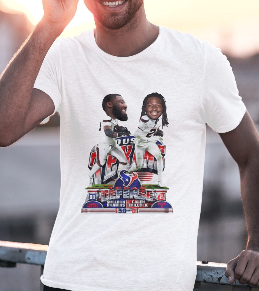 Houston Texans Defense Sheldon Rankins Calen Bullock Wild Card Gamebreaker Caricature T-Shirt