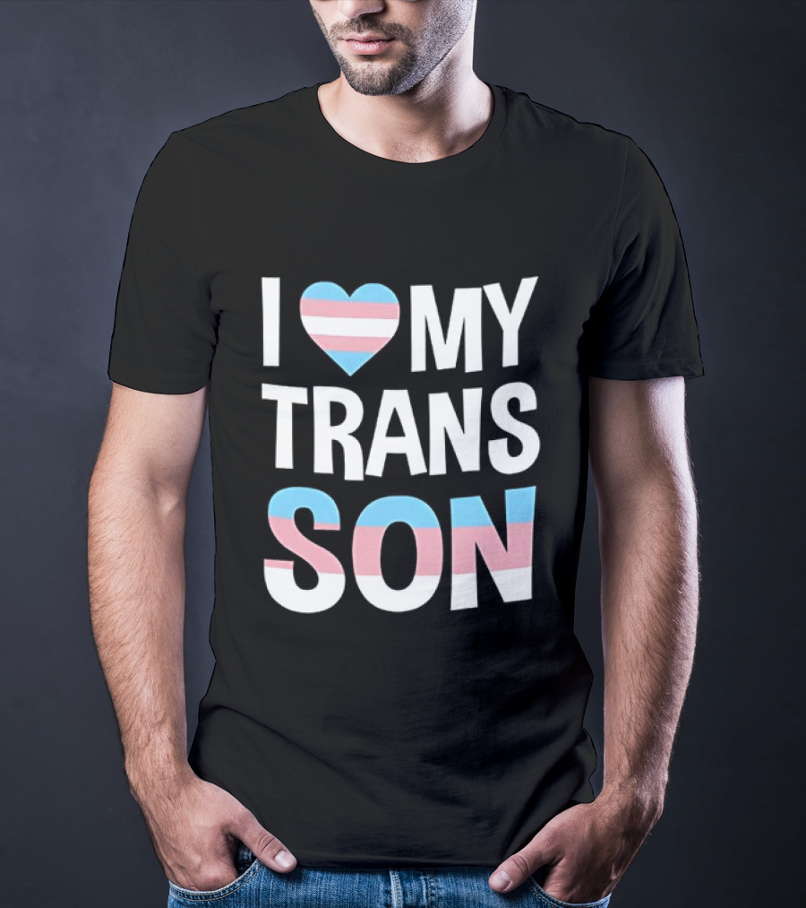 I Love My Trans Son Heart Transgender Pride T-Shirt