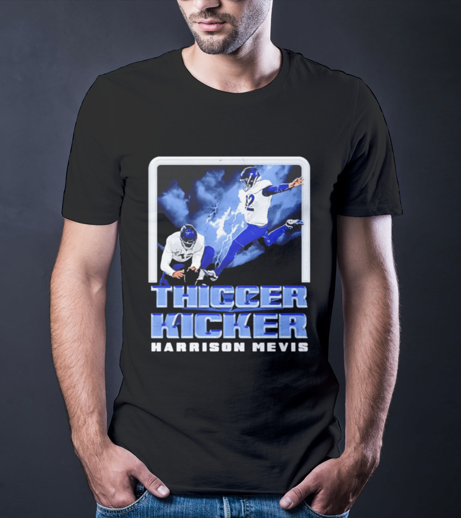 Harrison Mevis Thiccer Kicker Lightning Football Action T-Shirt