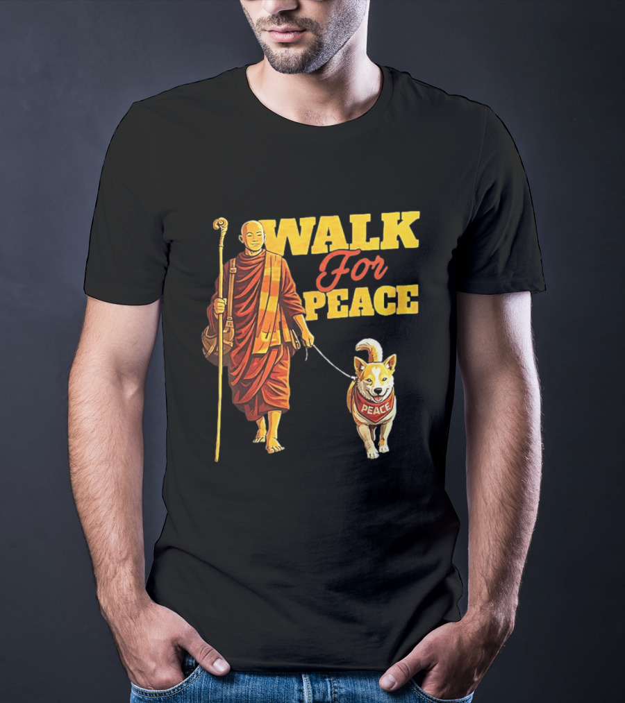 Walk For Peace Monk And Aloka Dog Pilgrimage T-Shirt