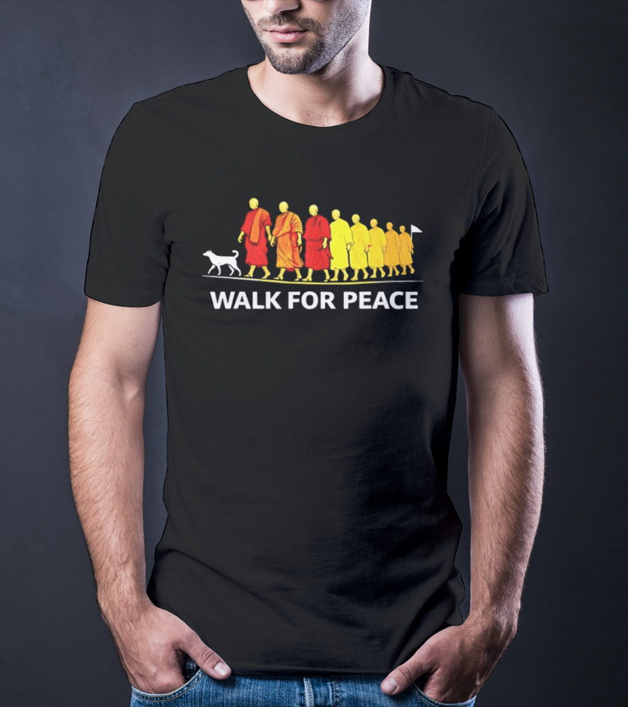 Walk For Peace Of Dog And Monks Pilgrimage Iconic Procession T-Shirt