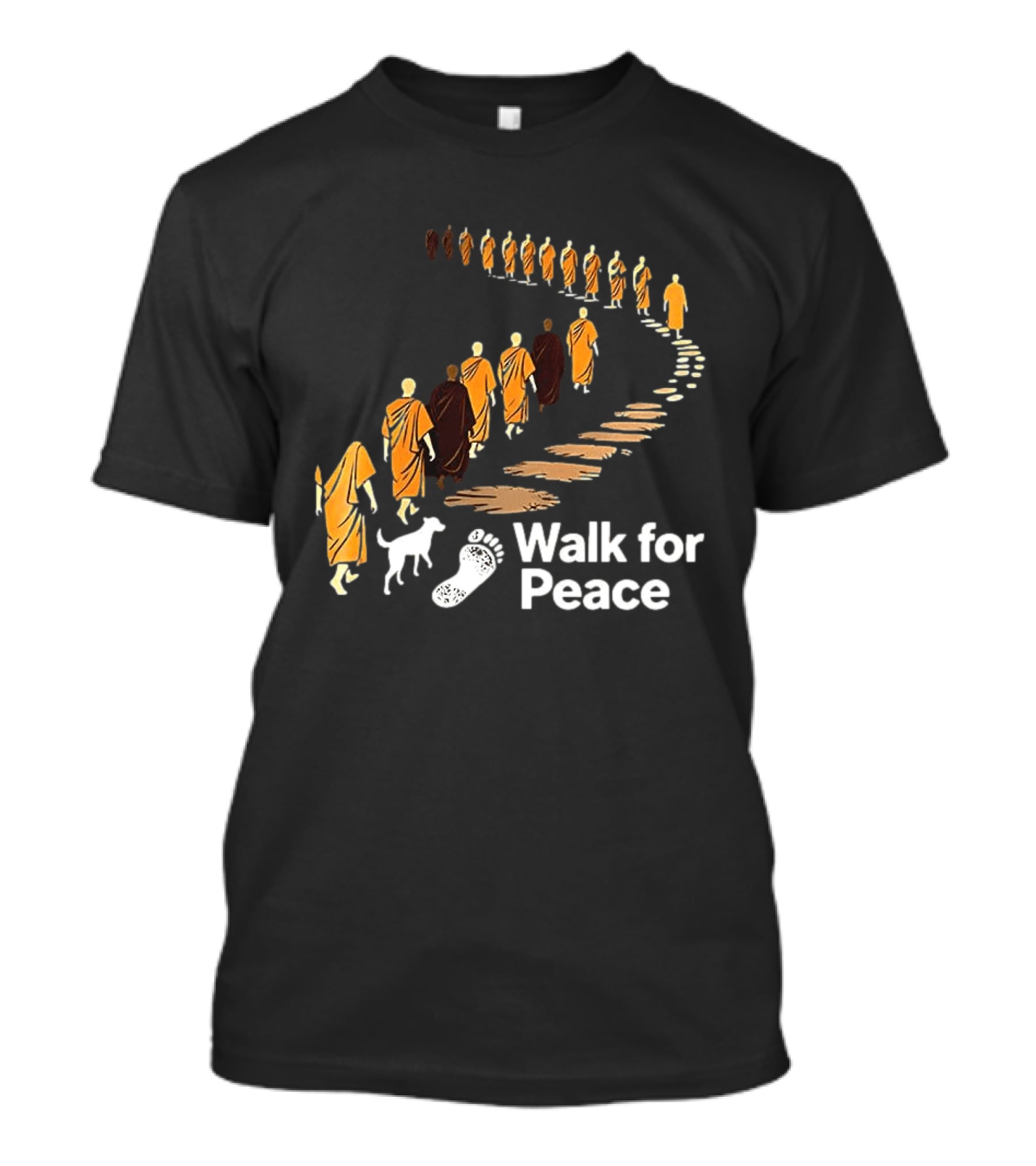 Monks And Dog Walk For Peace Pathway T-Shirt
