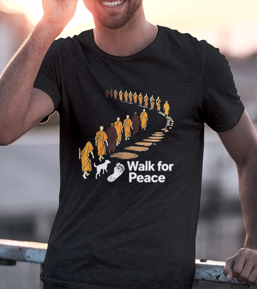 Monks And Dog Walk For Peace Pathway T-Shirt