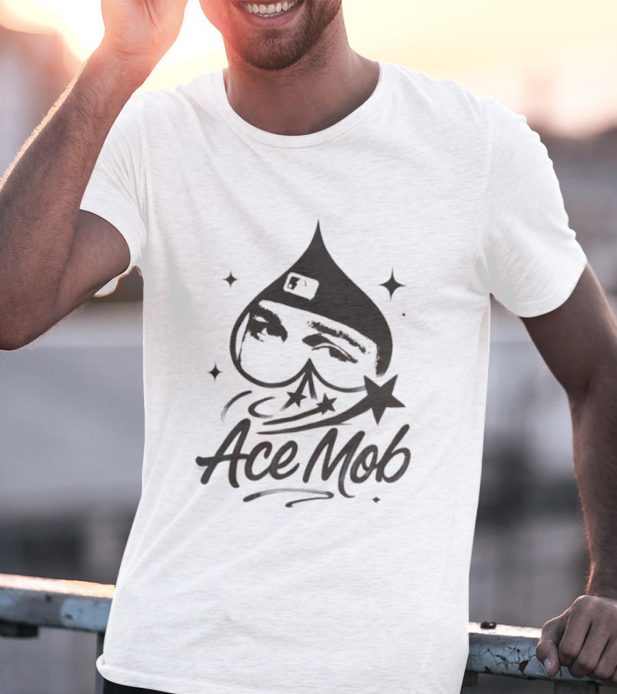 Ace Mob Spade Face Graffiti Stars T-Shirt
