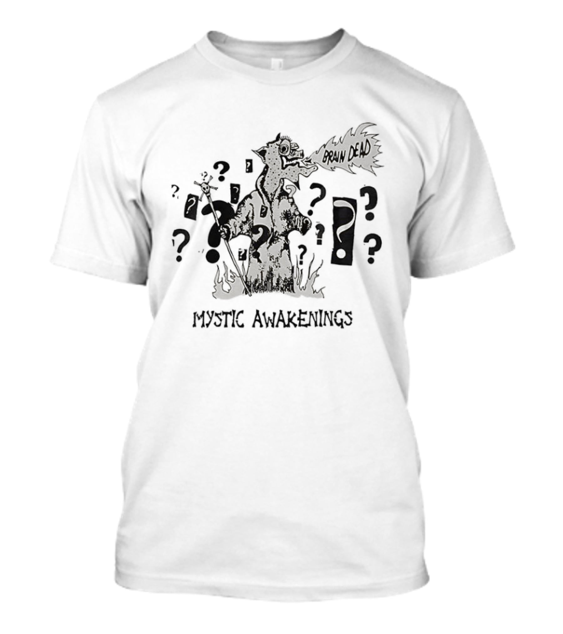 Mystic Awakenings Fire Breathing Monster With Question Marks T-Shirt