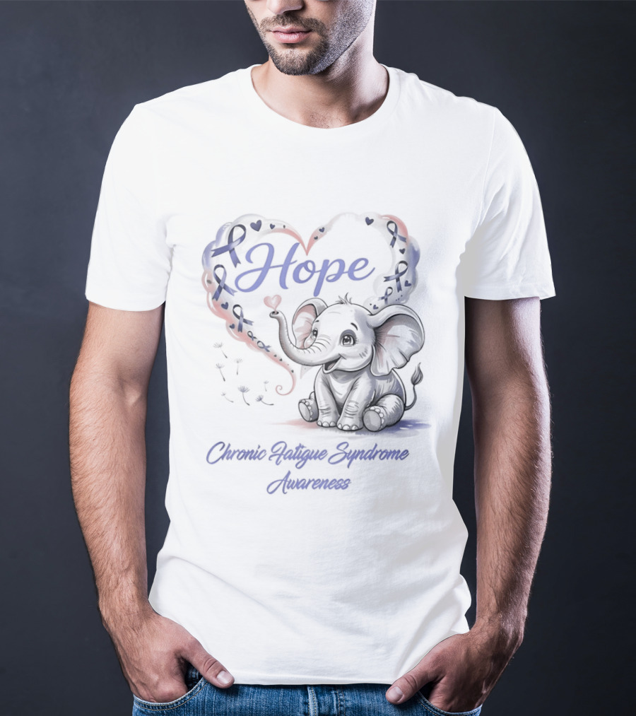 Elephant Hope Heart Chronic Fatigue Syndrome Awareness T-Shirt
