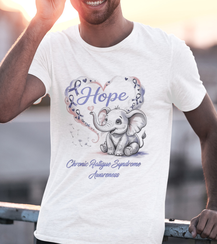 Elephant Hope Heart Chronic Fatigue Syndrome Awareness T-Shirt