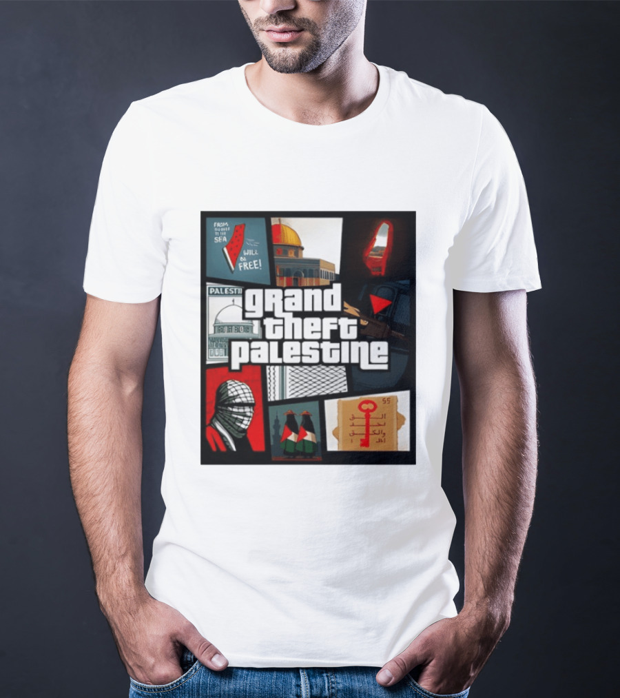 Grand Theft Palestine Dome Of The Rock Sea To Sea Free Palestine RPG Key 55 Flag Cover T-Shirt