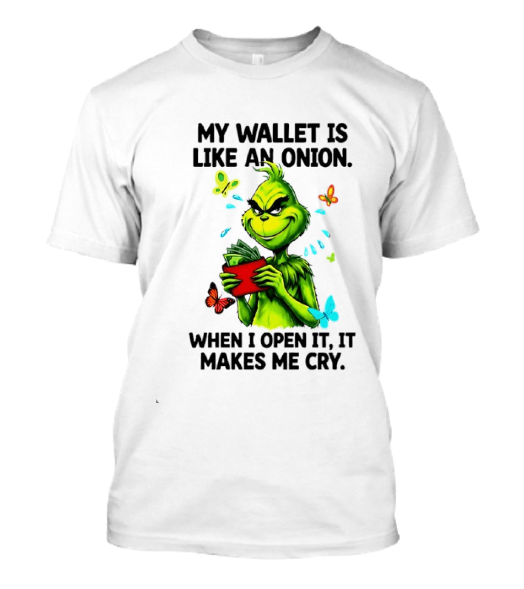 Grinch My Wallet Is Like An Onion When I Open It It Makes Me Cry T-Shirt
