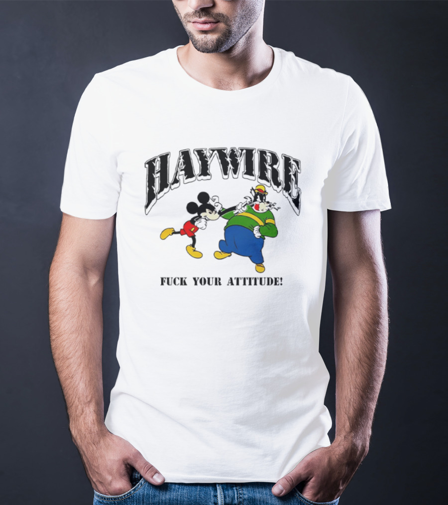 Haywire Fuck Your Attitude Mickey Mouse Comic T-Shirt