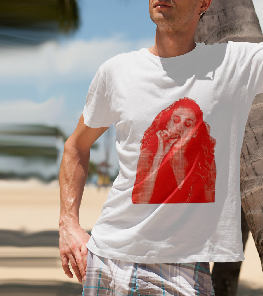 Lit Carrie Smoking Scene Red Artistic T-Shirt