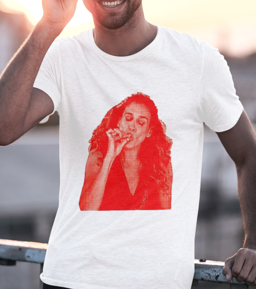 Lit Carrie Smoking Scene Red Artistic T-Shirt