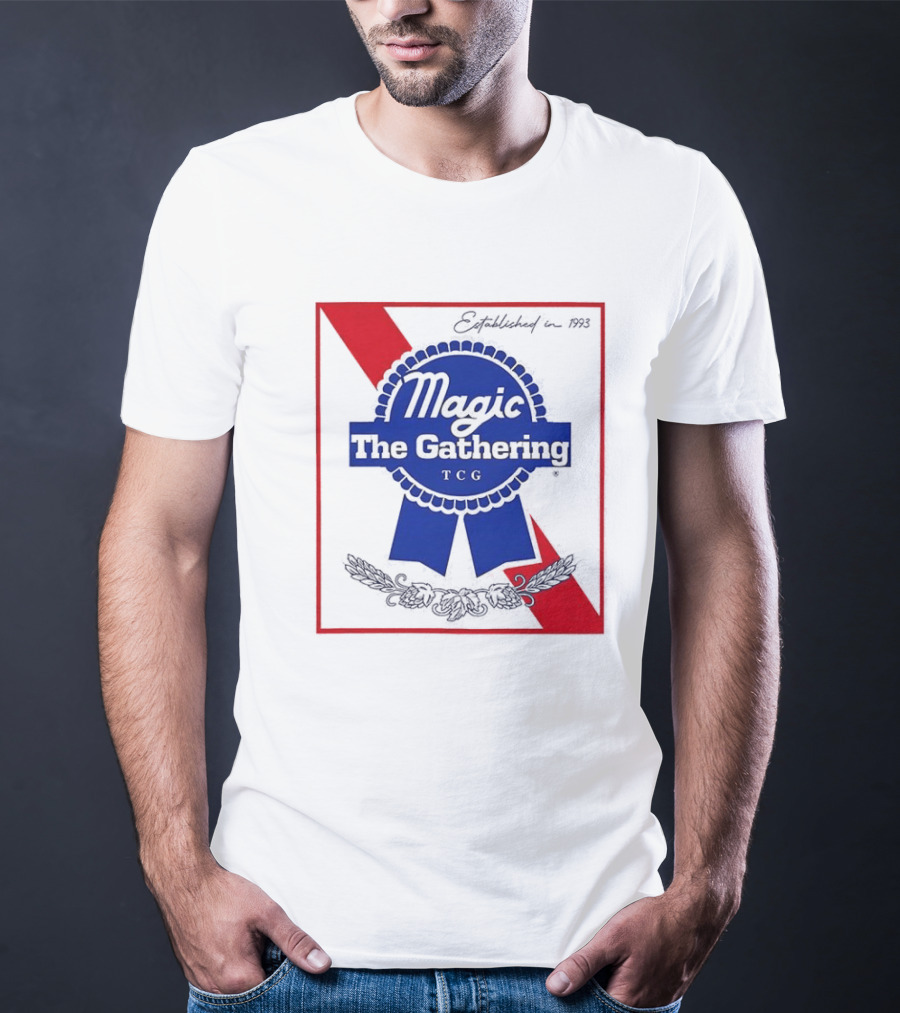 Magic The Gathering Pabst Established 1993 Vintage Style Ribbon T-Shirt