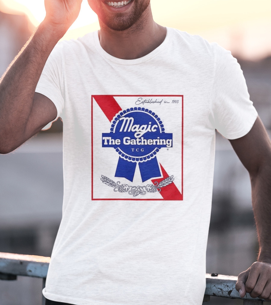 Magic The Gathering Pabst Established 1993 Vintage Style Ribbon T-Shirt