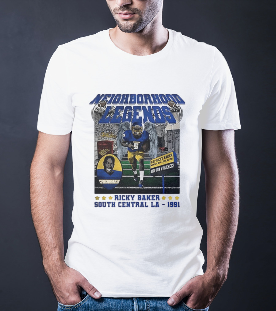 Neighborhood Legends Crenshaw Ricky Baker Stop Gun Violence South Central LA 1991 T-Shirt
