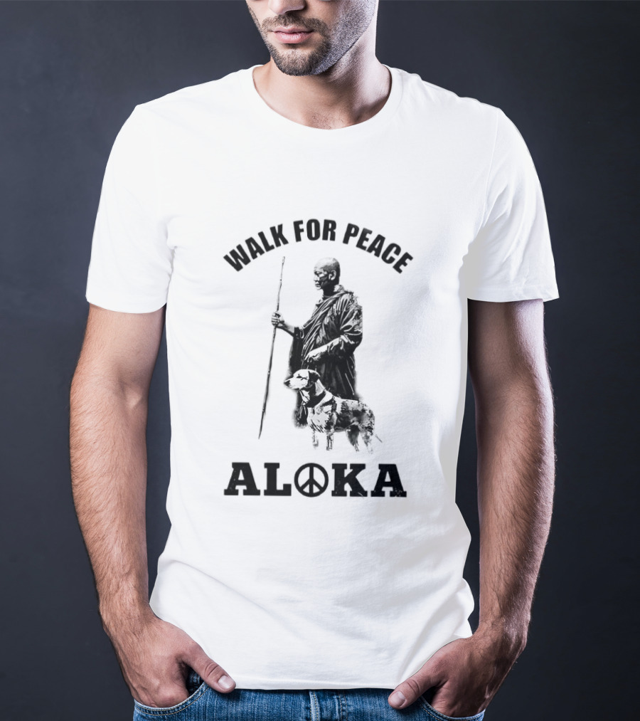 Walk For Peace Aloka Dog And Monks Sketch T-Shirt
