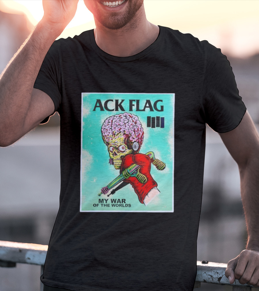 Ack Flag Martian Warrior My War Of The Worlds Retro Sci Fi T-Shirt
