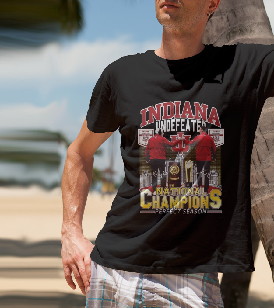 Indiana Hoosiers Undefeated Perfect Season National Champions 1976 2025 Basketball History T-Shirt