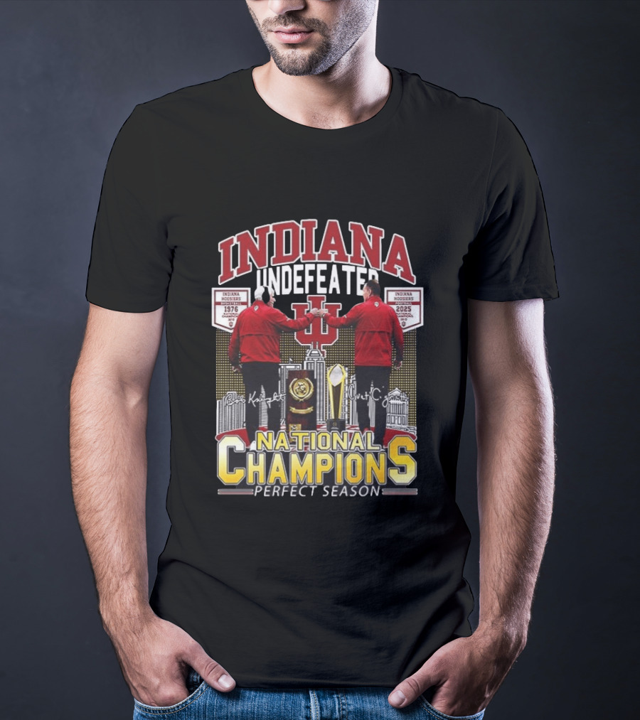 Indiana Hoosiers Undefeated Perfect Season National Champions 1976 2025 Basketball History T-Shirt
