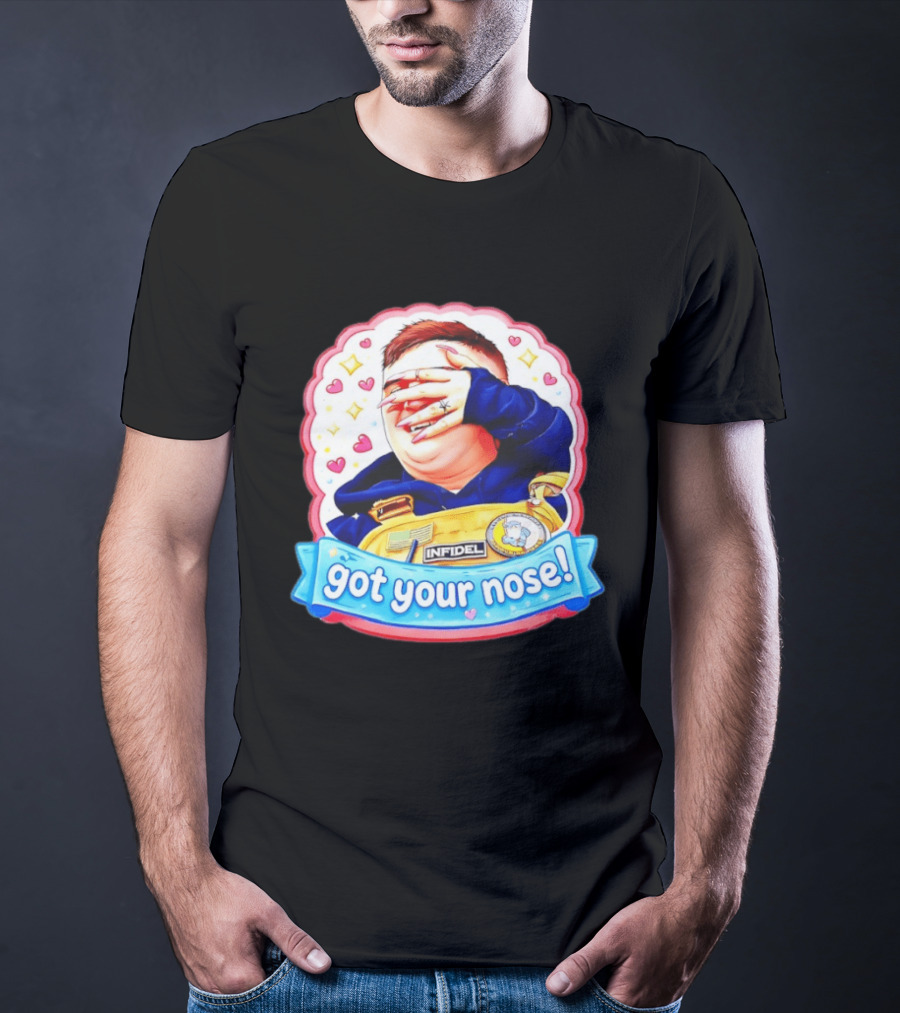 Infidel Got Your Nose Funny Cartoon Patch With Hearts And Stars T-Shirt