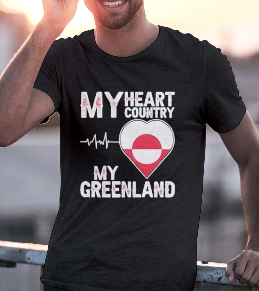 My Heart Country Heartbeat My Greenland Flag Love T-Shirt