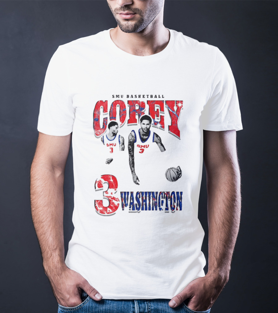 SMU Basketball Corey Washington 3 T-Shirt
