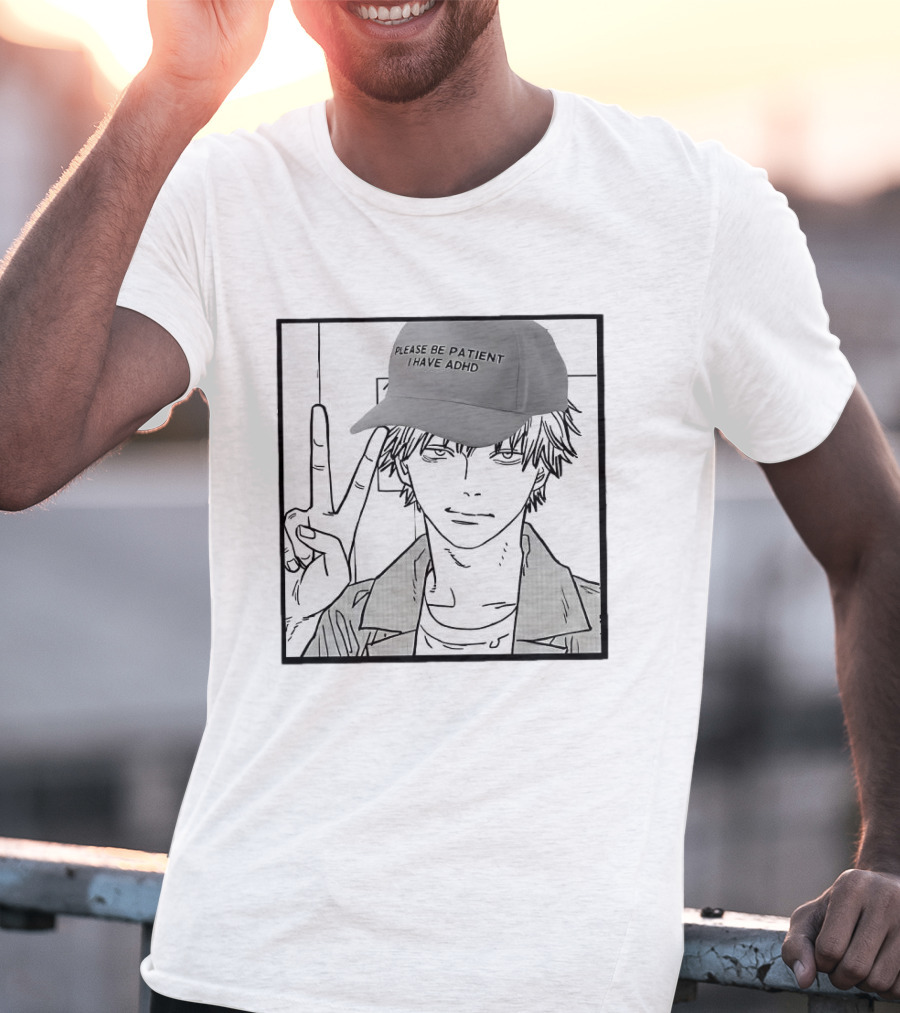 Denji Chainsaw Man Please Be Patient I Have ADHD Peace Sign T-Shirt