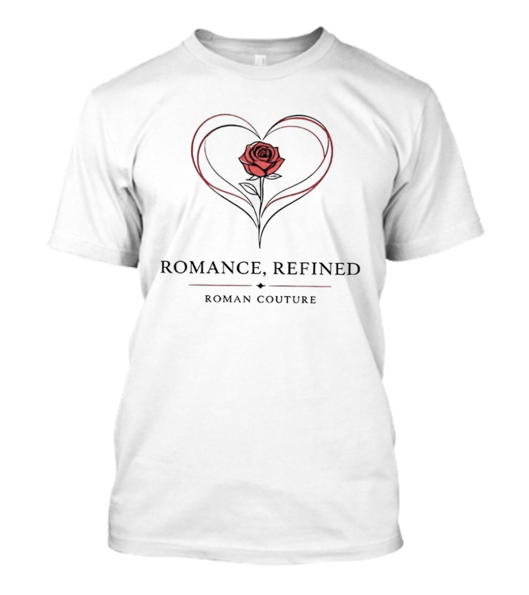 Romance Refined Roman Couture Rose Heart Elegance T-Shirt