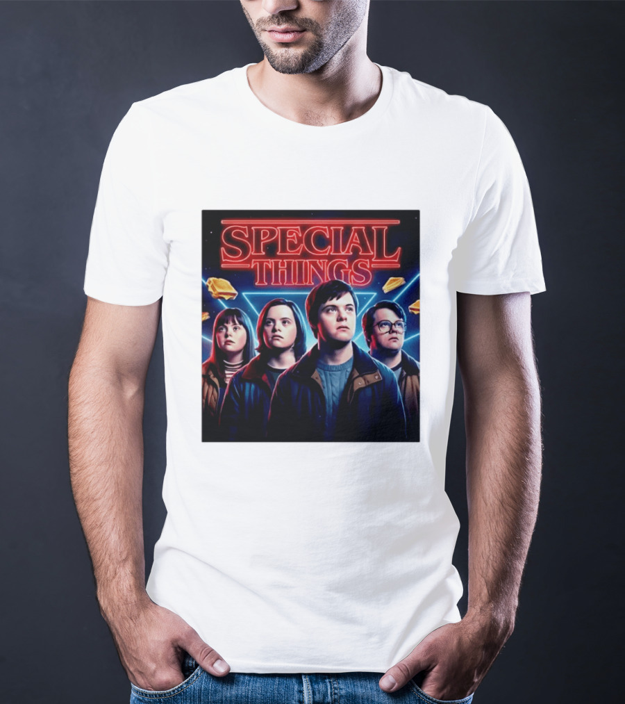 SPECIAL THINGS Retro 80s Neon Style Adventure Mystery Series T-Shirt