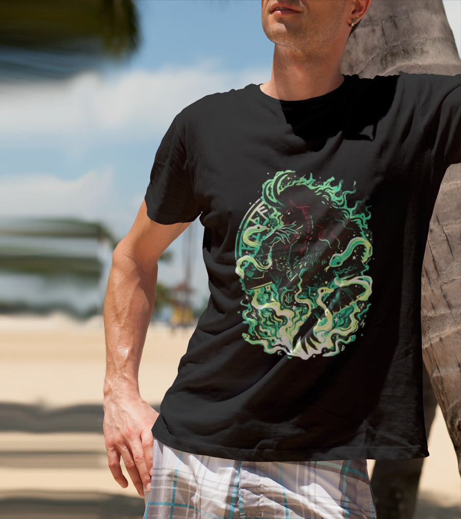 Loki Norse God Of Mischief Mythology With Serpents And Runes T-Shirt
