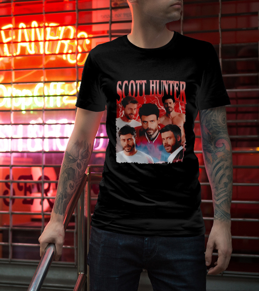 Scott Hunter Lightning Background Multiple Poses T-Shirt
