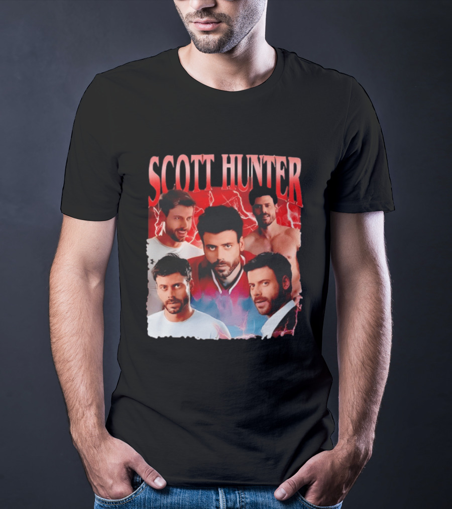 Scott Hunter Lightning Background Multiple Poses T-Shirt