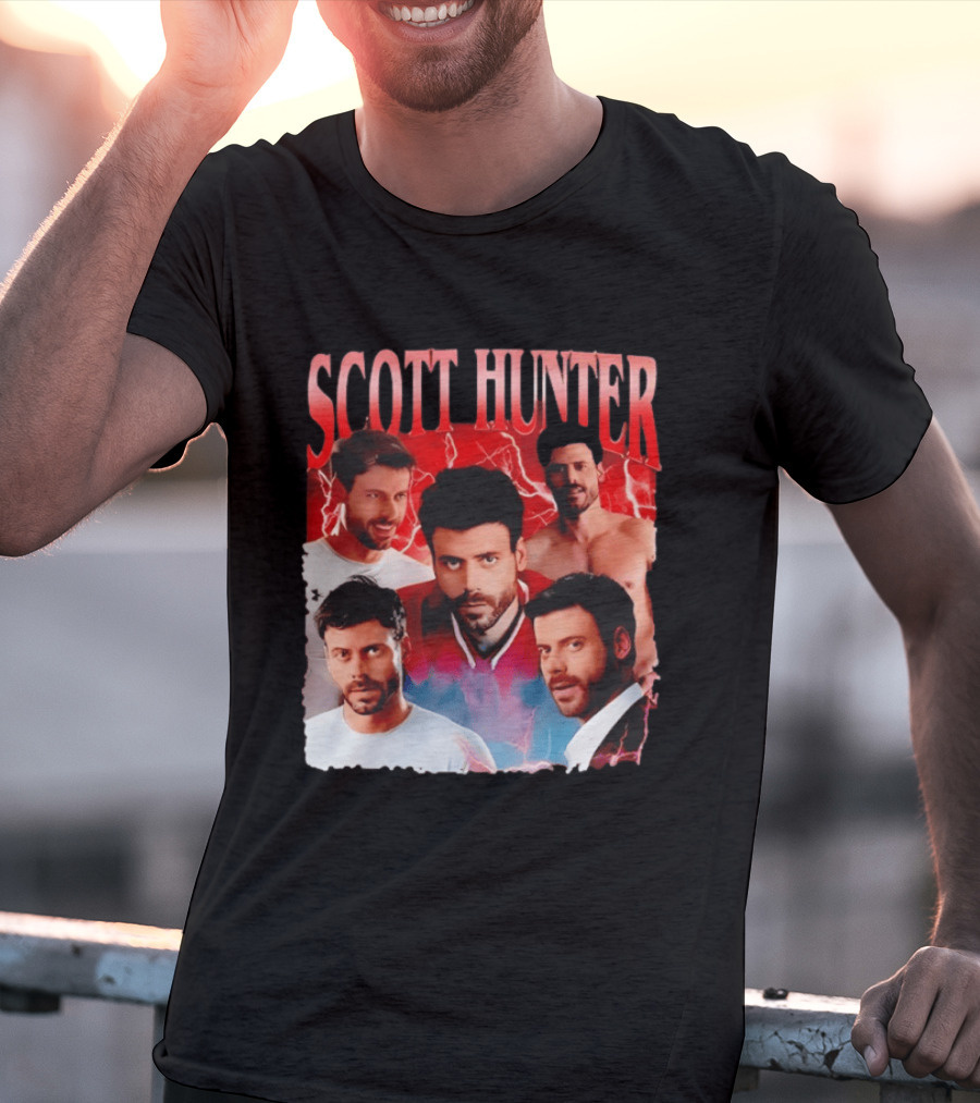 Scott Hunter Lightning Background Multiple Poses T-Shirt