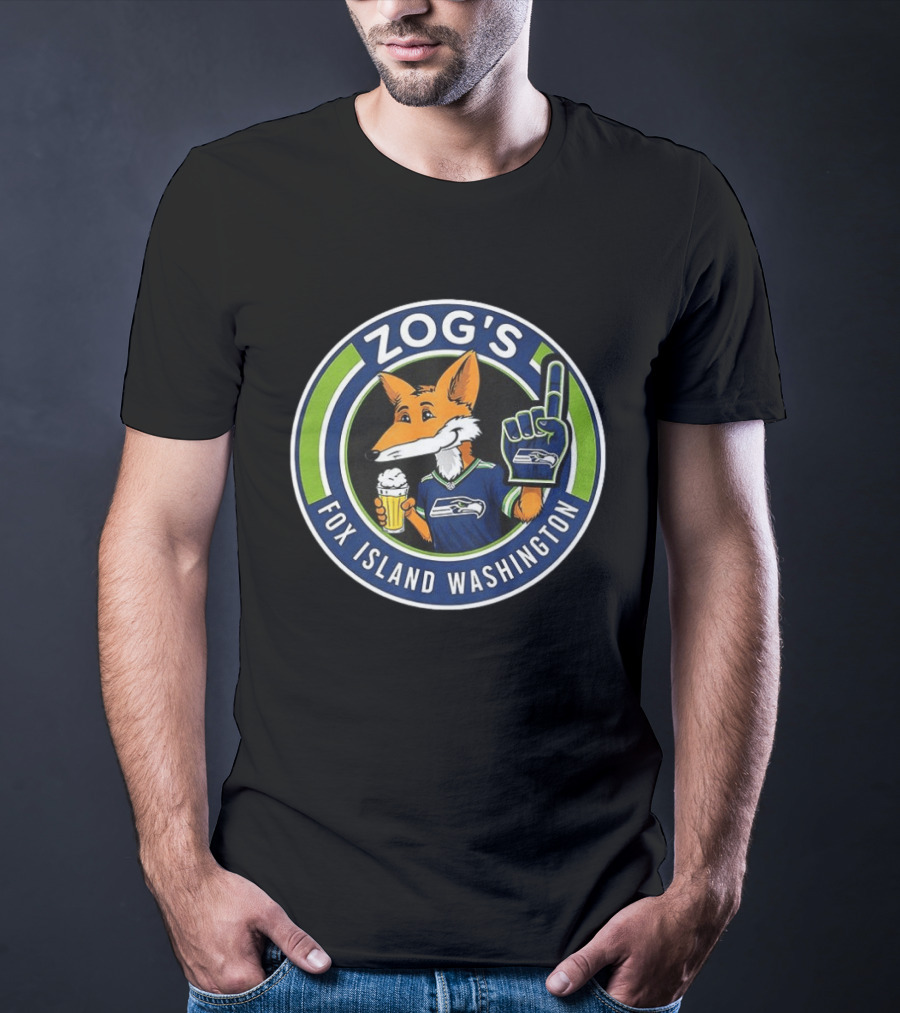 Zog's Fox Island Washington Seattle Seahawks Fan Celebration T-Shirt