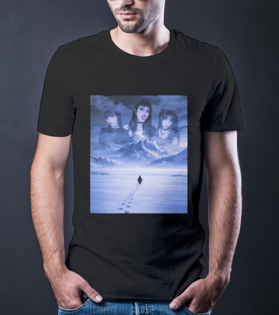 Nihilist Penguin Goth Girls Dark Winter Mountain Scene T-Shirt