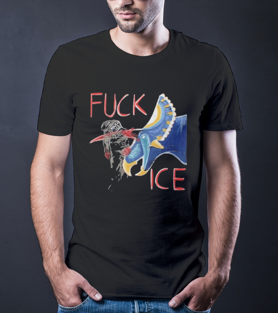 Torosaurus Fuck ICE Police Dinosaur T-Shirt