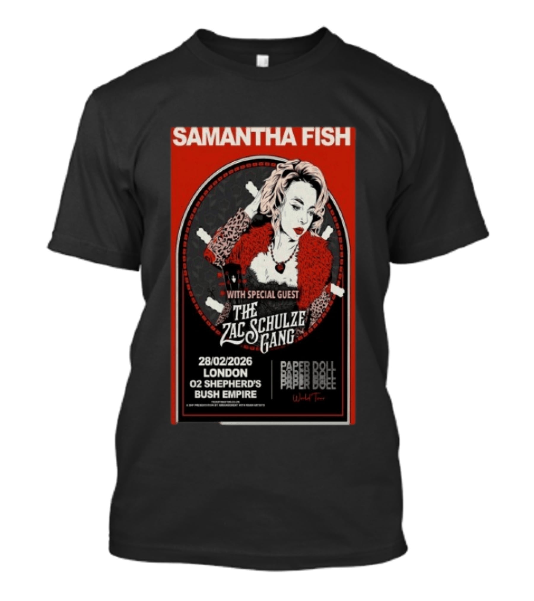 Samantha Fish London 2026 O2 Shepherd's Bush Empire With Zac Schulze Gang T-Shirt