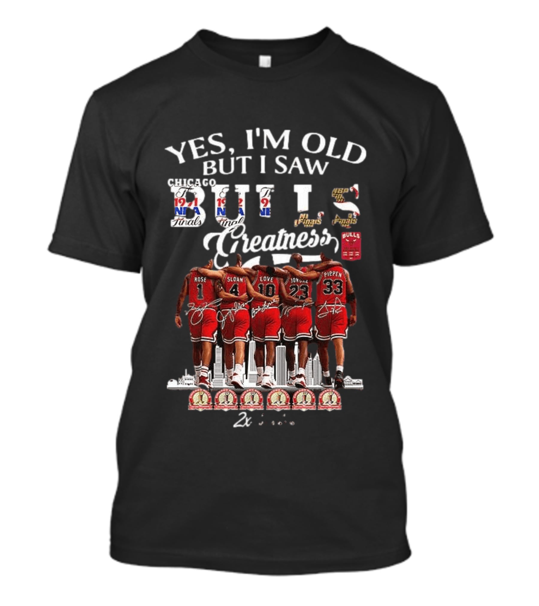 Yes I'm Old But I Saw Bulls Finals Greatness NBA Champions 1971 Rose Sloan Love Jordan Pippen T-Shirt