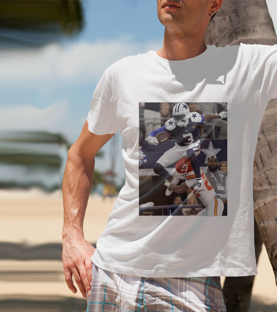 Football Leap Dallas Vs Kansas Royals Dynamic Action T-Shirt
