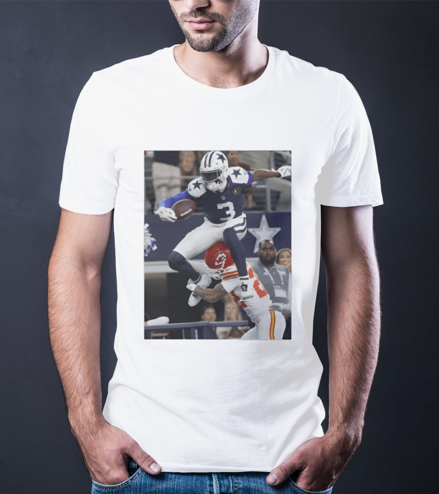 Football Leap Dallas Vs Kansas Royals Dynamic Action T-Shirt