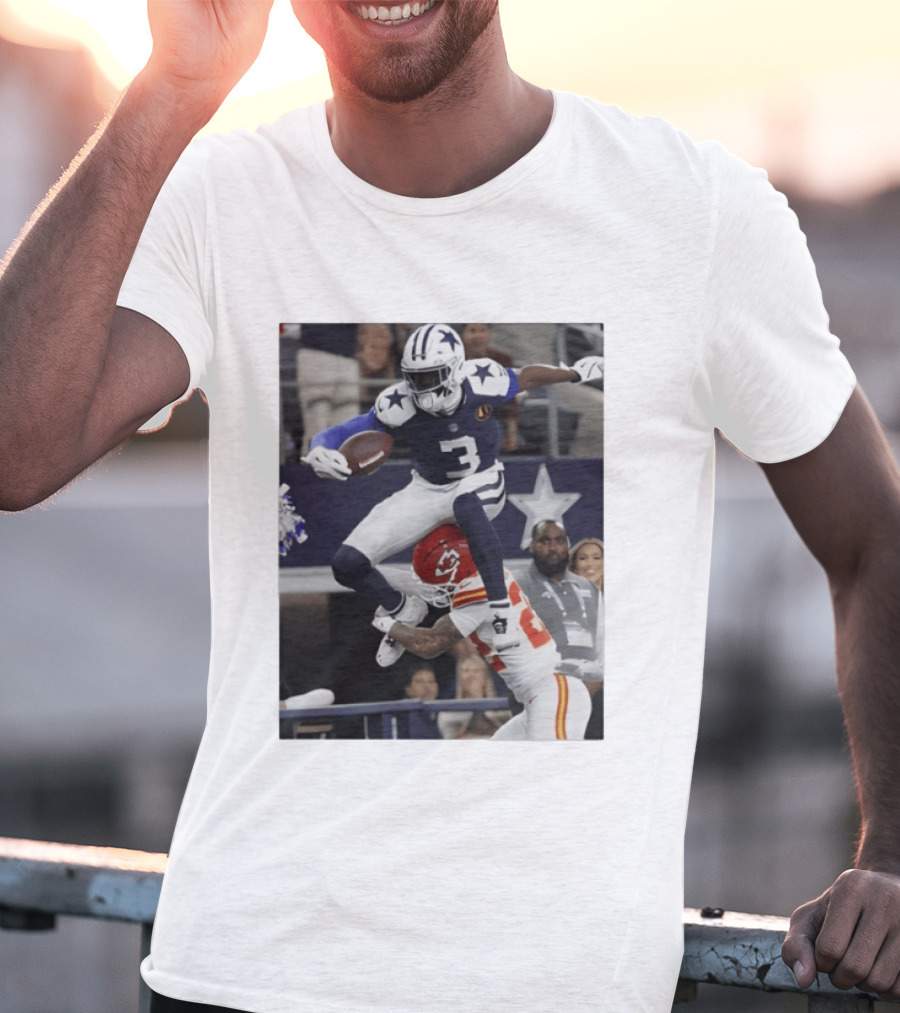 Football Leap Dallas Vs Kansas Royals Dynamic Action T-Shirt